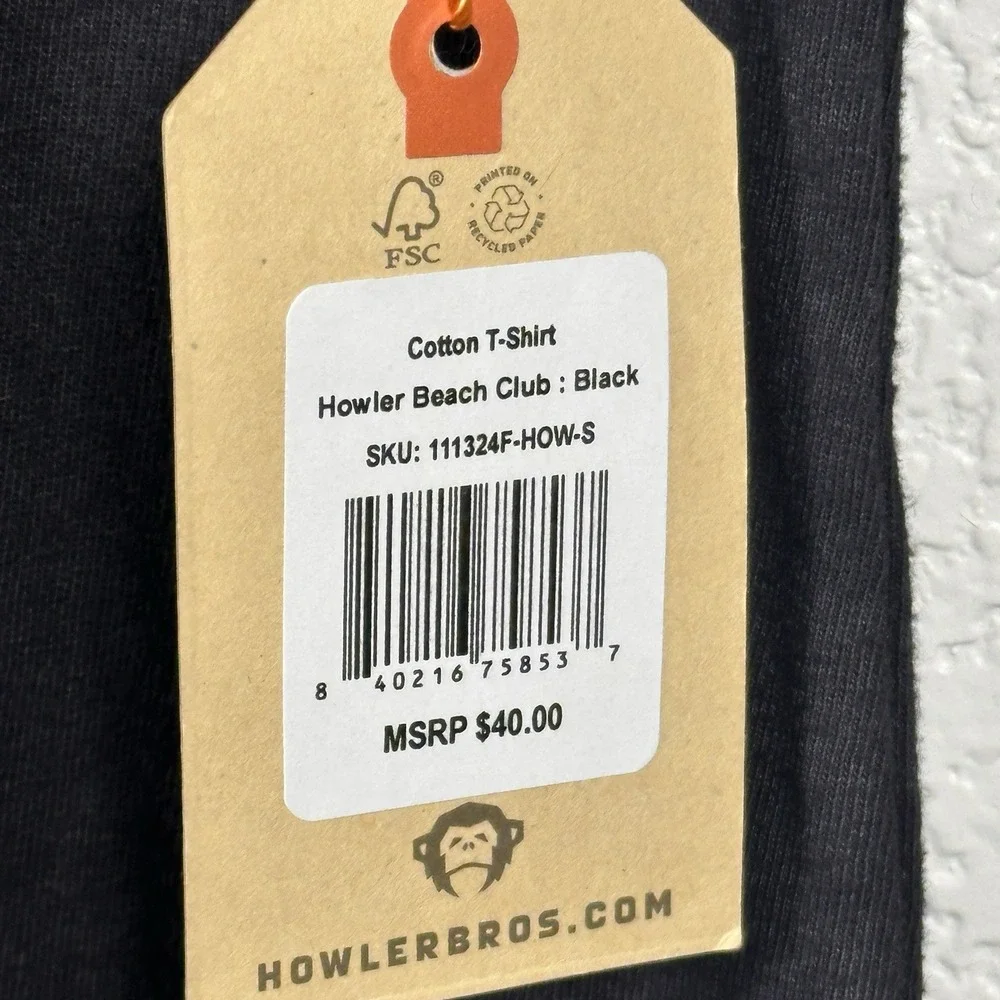 Howler Bros Brothers Beach Club t-Shirt Black Cotton $40‎ Small NWT - Picture 3 of 8